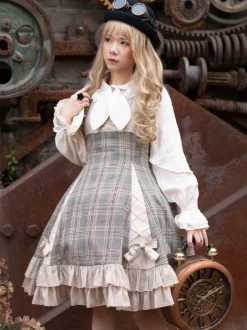 Robe Lolita JSK classique Camel Bows Jupe pull Lolita en polyester sans manches