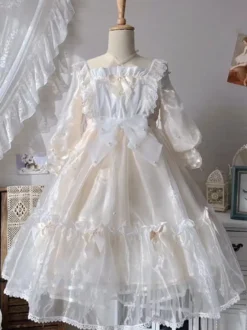 Robe Lolita Mignonne en Polyester manches courtes princesse OP robe d'été
