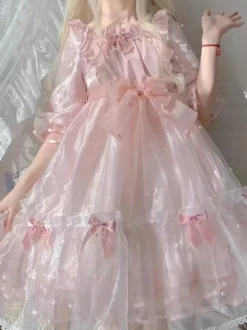Robe Lolita Mignonne en Polyester manches courtes princesse OP robe d'été