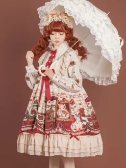 Robe Lolita Mignonne Robe Imprimée À Manches Longues