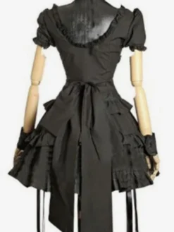 Robe Lolita noire OP Robe gothique à manches courtes en coton chérie Lolita une pièce