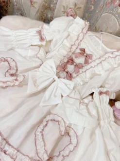 Robe Lolita OP Mignonne robe de mariée manches amovibles volants en Polyester nœuds en dentelle robe une pièce blanche Lolita