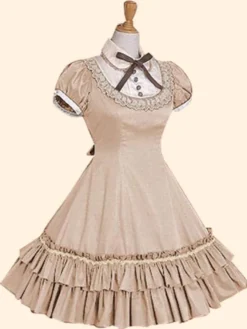 Robe lolita séduisante en popeline douse col montant Déguisements Halloween