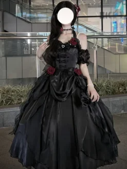 Robe Lolita Sweet Fairy Hime Bank Bandage sans manches à volants Robe Lolita rose