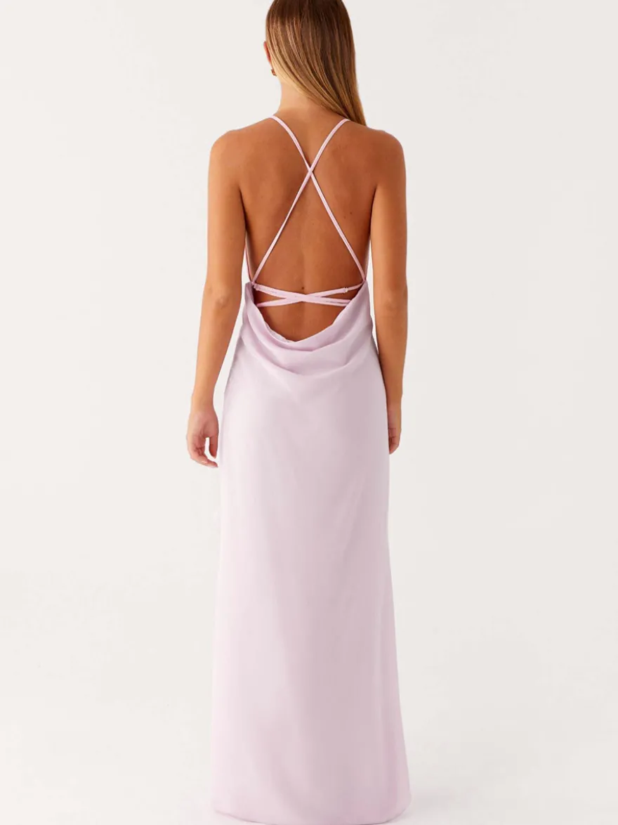 Robe longue dos nu à volants pour femme - Robe sans manches à bretelles et col bénitier ornée d'une fleur 3D - Soirée de gala d'été 2026