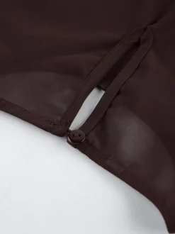 Robe longue en maille transparente à manches longues et fente latérale style cache-maillot pour femme 2026