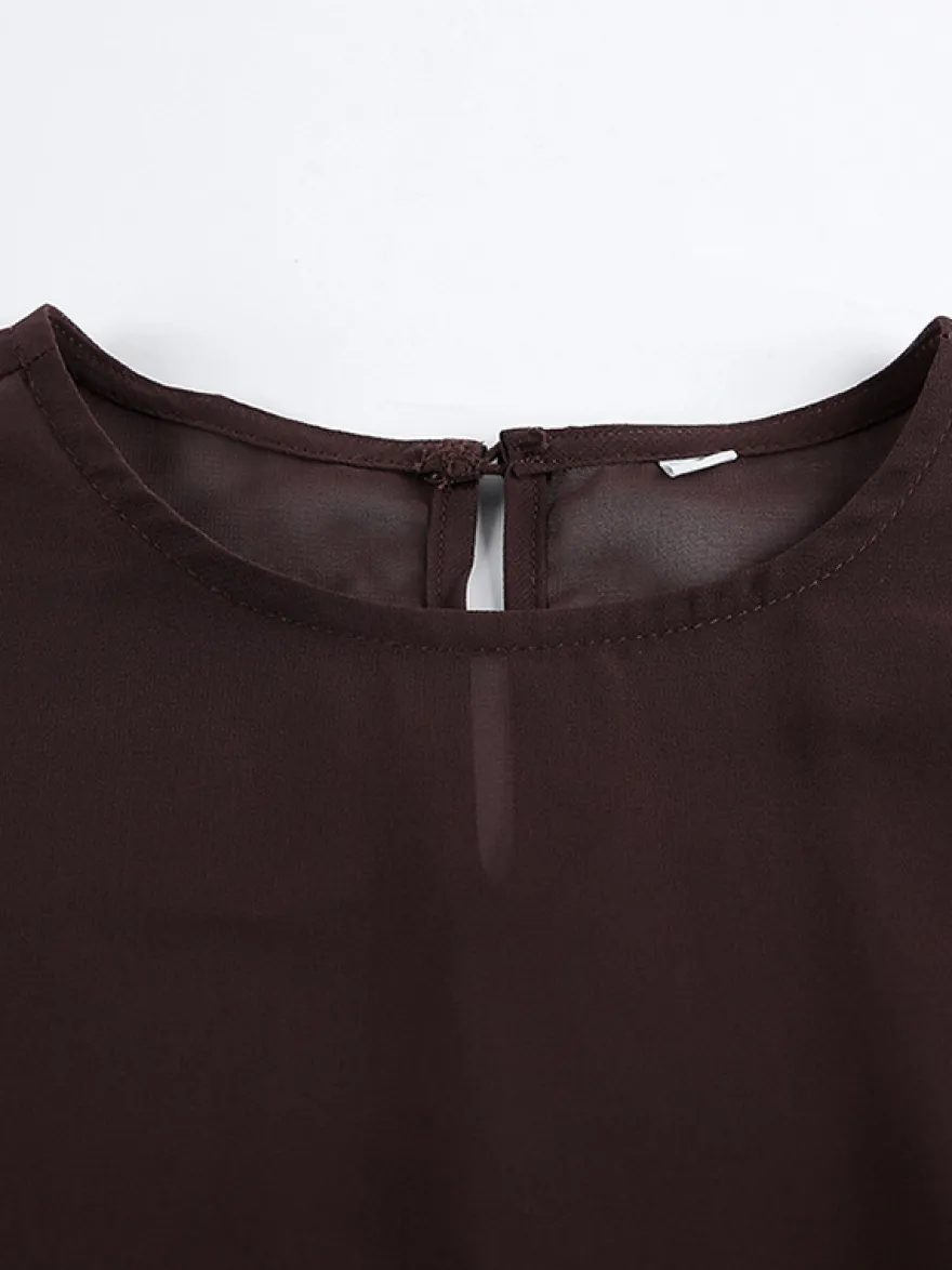 Robe longue en maille transparente à manches longues et fente latérale style cache-maillot pour femme 2026