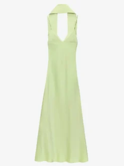 Robe longue en satin blanc crème à col halter pour femme style élégant et formel