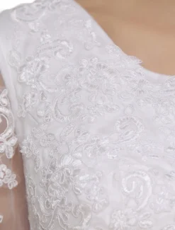 Robe mariée simple demi-manche broderie laçage sur dos longueur sur cheville Robe de mariée