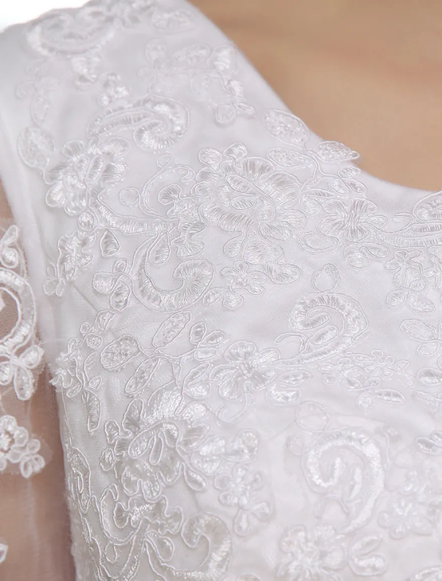 Robe mariée simple demi-manche broderie laçage sur dos longueur sur cheville Robe de mariée