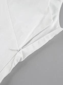 Robe maxi de tous les jours pour femme sans manches col rond taille naturelle élégante robe blanche