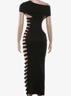 Robe midi moulante asymétrique à découpe sur le côté robe de soirée sexy
