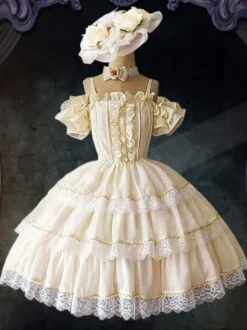 Robe Mignonne Lolita Robe De Mariée Lolita Sans Manches En Polyester