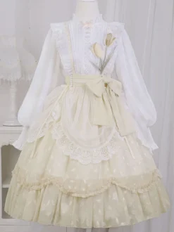 Robe Mignonne Lolita Robe À Manches Longues Volant En Polyester