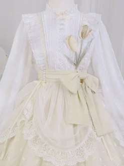 Robe Mignonne Lolita Robe À Manches Longues Volant En Polyester