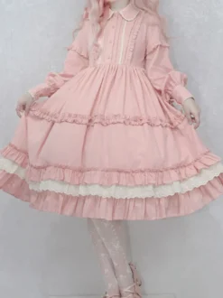 Robe Mignonne Lolita Robe À Manches Longues En Polyester