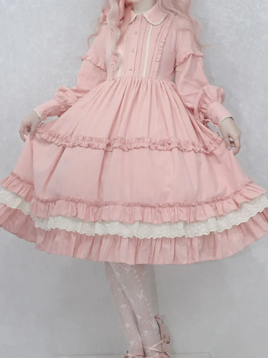 Robe Mignonne Lolita Robe À Manches Longues En Polyester