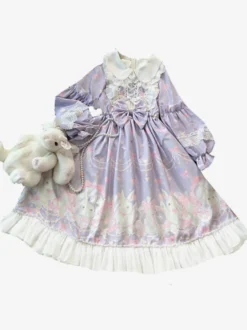 Robe Mignonne Lolita Robe À Manches Longues Bouffantes