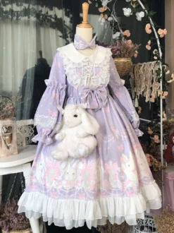 Robe Mignonne Lolita Robe À Manches Longues Bouffantes