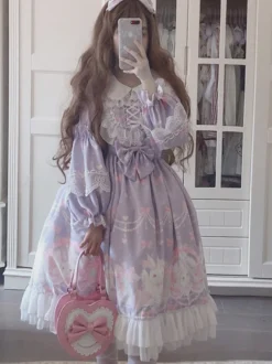 Robe Mignonne Lolita Robe À Manches Longues Bouffantes
