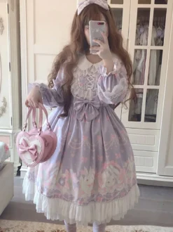 Robe Mignonne Lolita Robe À Manches Longues Bouffantes