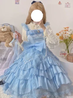 Robe Mignonne Lolita Robe Sans Manches Col Bateau En Polyester