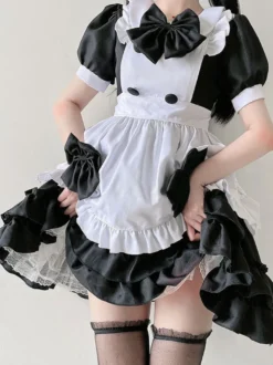 Robe Mignonne Lolita Robe À Volants En Polyester À Manches Courtes