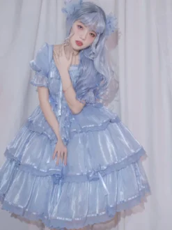 Robe Mignonne Lolita Traîne Manches Courtes Bouffantes OP