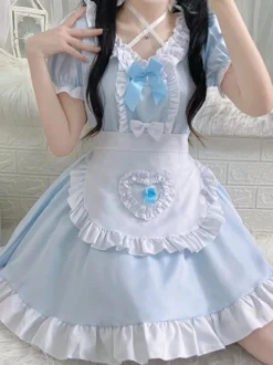 Robe Mignonne Maid Lolita Robe à manches courtes en polyester