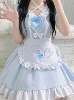 Robe Mignonne Maid Lolita Robe à manches courtes en polyester