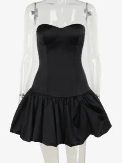 Robe mini bustier à ourlet volanté et corsage ajusté robe de fête d'anniversaire pour femme 2026