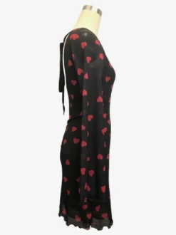 Robe mini dos nu à imprimé cœur et manches longues pour femme 2026