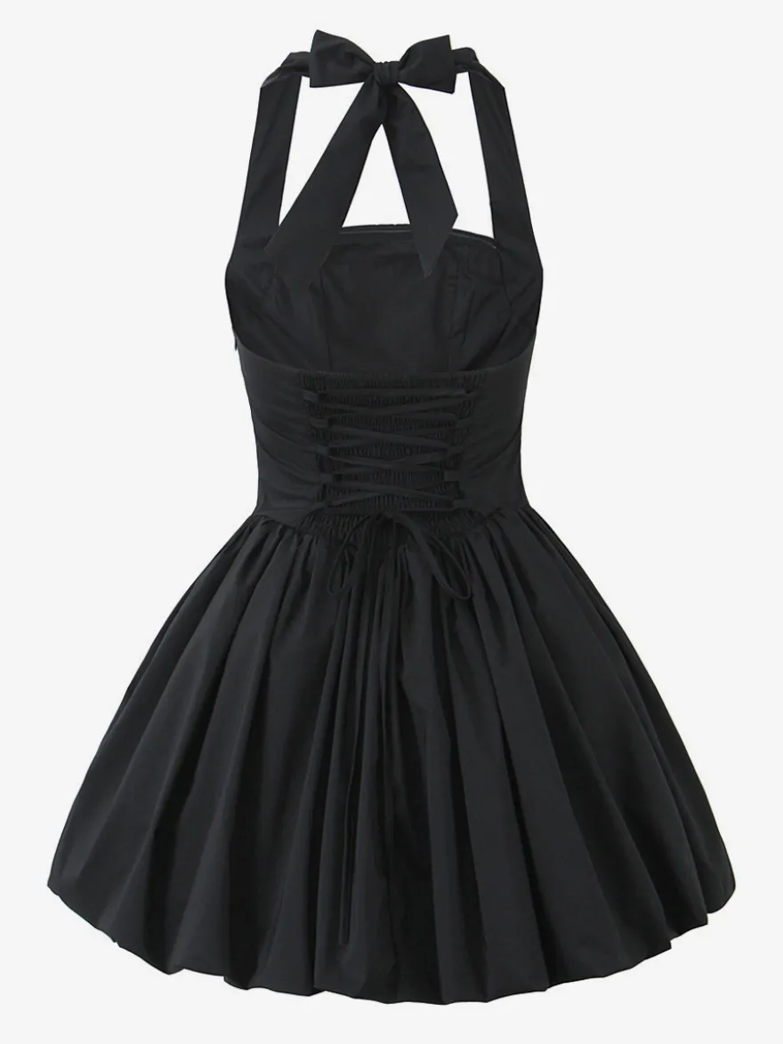Robe mini dos nu noire à col carré et ligne A robe de soirée d'anniversaire sexy pour femmes 2026