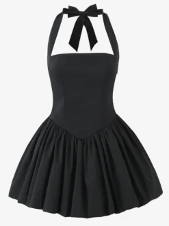 Robe mini dos nu noire à col carré et ligne A robe de soirée d'anniversaire sexy pour femmes 2026