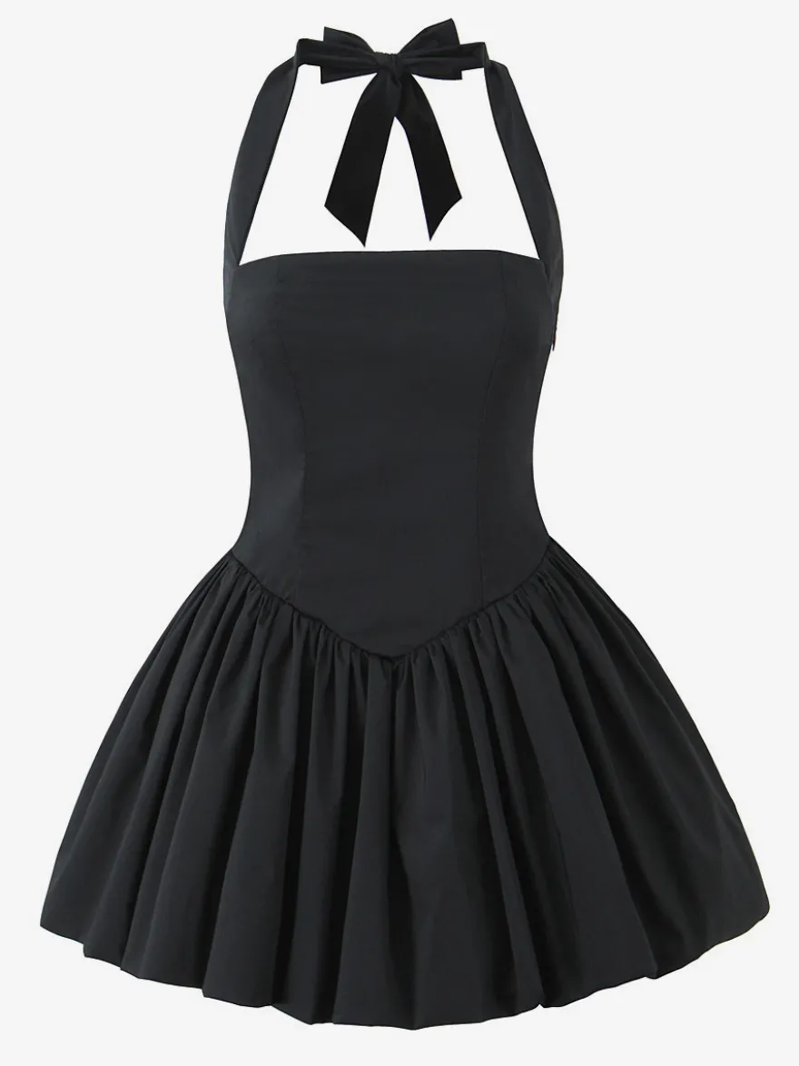 Robe mini dos nu noire à col carré et ligne A robe de soirée d'anniversaire sexy pour femmes 2026