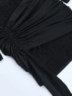 Robe mini en dentelle à épaules dénudées pour femme - Coupe moulante drapée sur le côté - Tenues de soirée printanières 2026