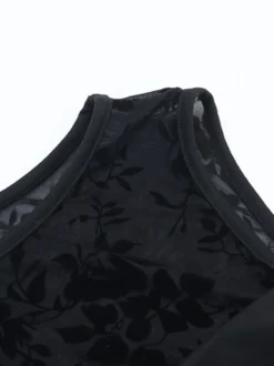 Robe mini en maille florale pour femme - Robe moulante sexy transparente et froncée - Style Y2K tenue de soirée estivale 2026