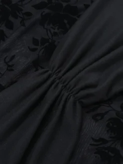 Robe mini en maille florale pour femme - Robe moulante sexy transparente et froncée - Style Y2K tenue de soirée estivale 2026