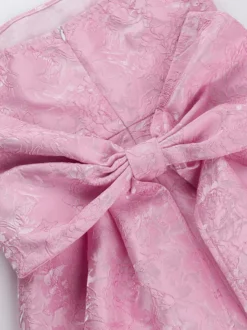 Robe mini Jacquard Coquette pour femme - Barbiecore avec grand nœud dans le dos sans manches coupe trapèze - Tenues de fête d'anniversaire d'été 2026