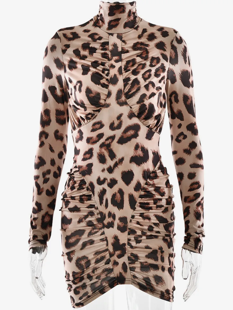 Robe mini moulante dos nu à col montant froncé style moderne collection femme 2026