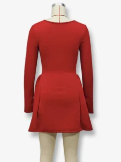 Robe mini sexy à manches longues et coupe trapèze pour femme 2026