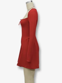 Robe mini sexy à manches longues et coupe trapèze pour femme 2026