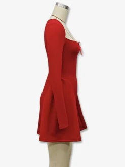 Robe mini sexy à manches longues et coupe trapèze pour femme 2026
