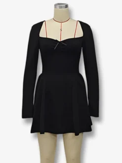 Robe mini sexy à manches longues et coupe trapèze pour femme 2026