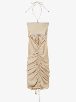 Robe moulante dos nu sexy à découpes pour femme tenue de club mi-longue 2026