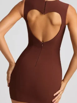 Robe moulante mini à décolleté plongeant et bretelles géométriques pour femme 2026