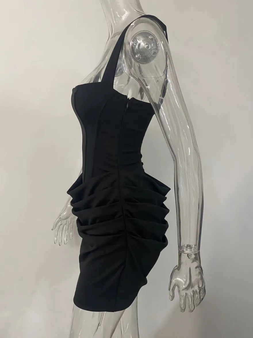 Robe moulante mini froncée à encolure carrée et dos lacé pour femme 2026