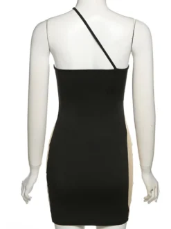 Robe Moulante Noire Sans Manches Chic À Une Épaule Robe Fourreau Transparente
