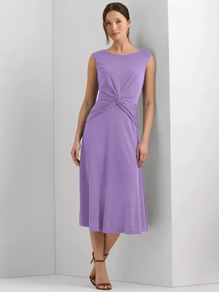 Robe mère à col bijou sans manches courte plissée robes d'invitées de mariage