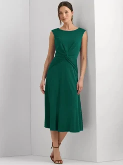 Robe mère à col bijou sans manches courte plissée robes d'invitées de mariage
